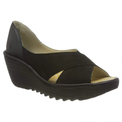 Image of Yoma307Fly Cupido Mousse Leather Women&#039;s Wedge Heel Peep Toe Sandals
