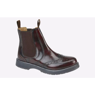 Image of Grafters Runcorn Brogue Chelsea Boots Mens Burgundy Size UK 14