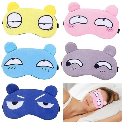 Image of 5 Pcs Cute Sleep Eye Mask,Sleeping Masks,Cartoon Pattern Print Covers,Sleep Mask Shade Cover,Universal Daydream Sleeping Masks,for Women Men Children