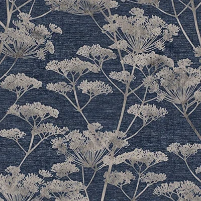 Image of Boutique Sapphire Serene Seedhead Floral Wallpaper Paste The Wall Blue Traditional Patterned Design Perfect for Most Rooms Feature or 4