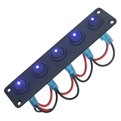 Image of FanPaYY 5 Gang 3 Pin Rocker Switch Panel Waterproof 12 24V LED Toggle for Car Vehicle Trailer Truck SUV Marine Boat RV Ship
