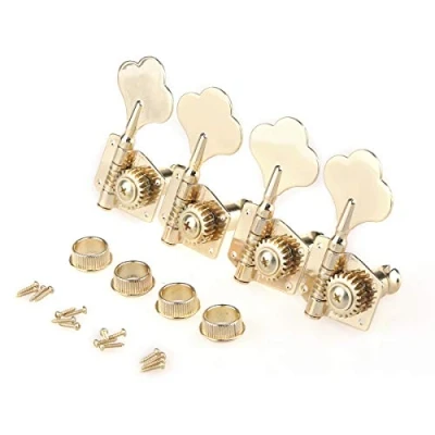 Image of Musiclily Pro 4 In Line Open Gear Electric Bass Tuners Machine Heads Tuning Keys Pegs for Precision Jazz Bass, Gold