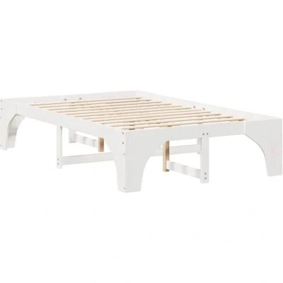 Image of vidaXL Floor Bed Frame White 140 x 190 cm Solid pine wood