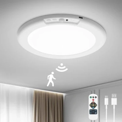 Image of Bojim Motion Sensor Ceiling Light, 7.5&quot; Battery Rechargeable Light Indoor, 3000K 6500K Dimmable, with Remote Control, for Bedroom, loft, Garage, Porch, Stairs, Hallway
