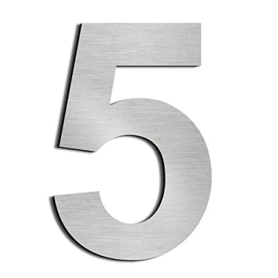 Image of nanlyiau House numbers door Stainless Steel number Made of Solid 304 Floating Appearance in Easy to Install 5in/12.5cm(Silver 5in5)