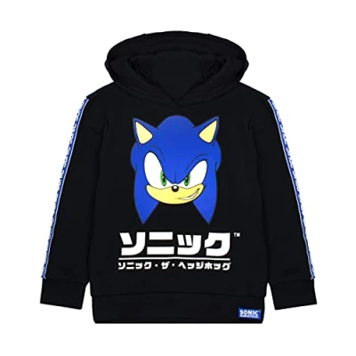 Image of Sonic THE HEDGEHOG Hoodie For Kids Boys Japanese Gamer Black Sweater With Hood Video Game Gift Merchandise 4 5 Years