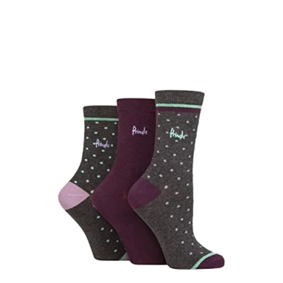 Image of Women&#039;s 3 Pair Pringle Patterned Cotton and Recycled Polyester Socks Small Polka Dot Charcoal 4 8 Ladies