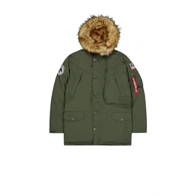 Image of Alpha Industries Men&#039;s Winter Jacket Parka, Dark Green, Medium