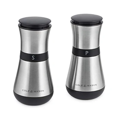 Image of Cole &amp; Mason H321916 Henley Salt and Pepper Mills, Precision+ Inverta, Stainless Steel, 135 mm, Gift Set, Includes 2 x Grinders