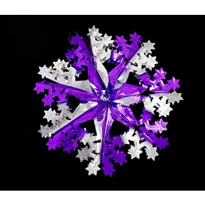 Image of Foil Garland Snowflake Star Christmas Hanging Decoration Wall Ceiling Xmas Deco (Dark Purple &amp; Silver)