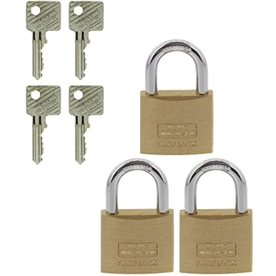 Image of BURG WÄCHTER Cylinder Padlock, Set of 3, 6mm Shackle Thickness, Trio 405 40 GL SB