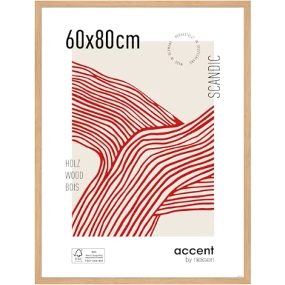 Image of accent by nielsen Scandic Photo Frame, 60x80cm Solid Oak Wooden Picture Frame with Protective Float Glass