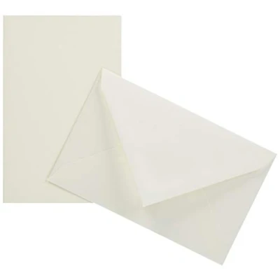 Image of Clairefontaine Ref 25600L G.Lalo Correspondence Set 10 x Business Cards (85 135mm, 300gsm) + Lined Envelopes (90 140mm) French Laid Paper, White