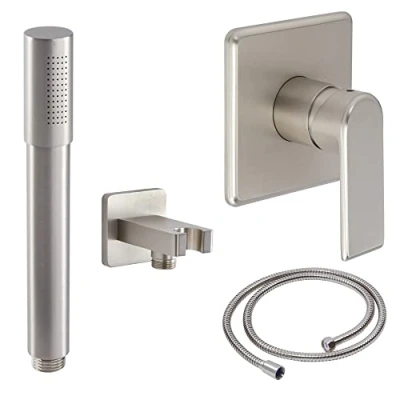Image of Milano Ashurst Manual Mixer Valve Hand Shower Handset Brushed Nickel