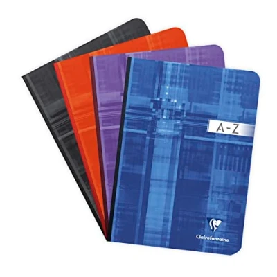 Image of Clairefontaine Ref 9549C Clothbound Indexed Book (96 Sheets) A5 Size, Squared Ruling, 90gsm Brushed Vellum Paper, Laminated Card Cover Assorted Colours (Pack of 5)