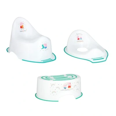 Image of Peppa Pig Teal Potty Training Toilet Seat, Plus Step Stool, Lightweight, Anti Stick, Wipe Clean Portable Seat 18M+ Toddler Range 3 Piece Set for Kids