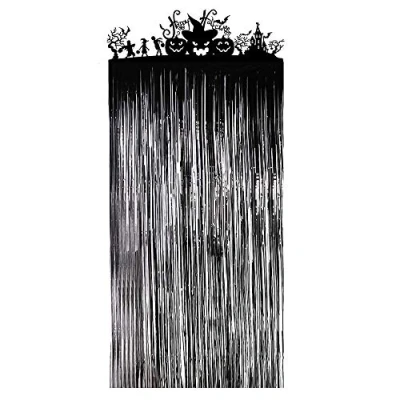 Image of FINGOOO Large Halloween Door Curtain, Hunted House Foil Decor Entrance 3.3 X 6.5 Feet