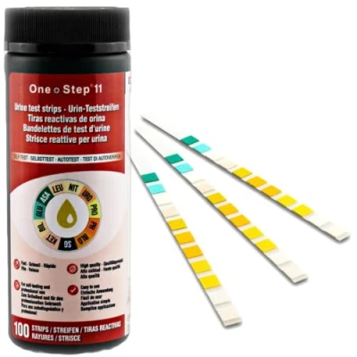 Image of 11 Parameter Professional/GP Urinalysis Multisticks Urine Strip Test Stick Strips pH/Glucose/Ketone/Liver &amp; Kidney Infection (200 2 Tubs)