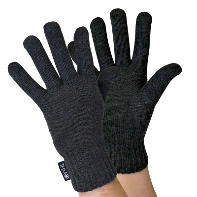 Image of THMO Mens Knitted Winter Warm Thermal 40g 3M Thinsulate Insulation Gloves (Charcoal, M/L)