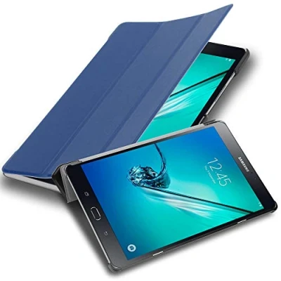 Image of Cadorabo Tablet Case works WITH Samsung Galaxy Tab S2 (8.0&quot; Zoll) SM T715N / T719N in JERSEY DARK BLUE Ultra Thin Book Style Protection Cover made of Faux Leather Auto Wake Up Stand Function