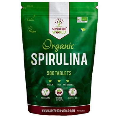 Image of Organic Spirulina Tablets (500 X 500mg) Premium Quality Dietary Superfood Natural Source of Vegan Protein, Iron &amp; Vitamins UK Certified Organic, Ideal for Sports Nutrition, Detox Energy