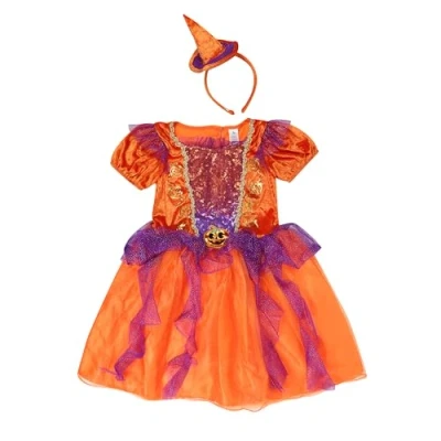 Image of Ex UK Store Girls Fancy Dress Pumpkin Theme 2 Piece Set &amp; Headband RRP £14 Halloween Costume (6 9m)