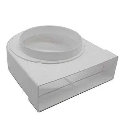 Image of Kair Rotating Elbow Bend Adaptor 204mm x 60mm to 150mm 6 inch Rectangular Round 90 Degree Adapter for Converting Different Size Plastic Ducting Systems