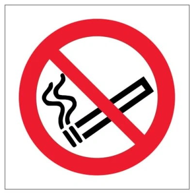 Image of V Safety 57017AE S No Smoking Logo Prohibition Sign Square 80mm x Self Adhesive Vinyl, Black/Red