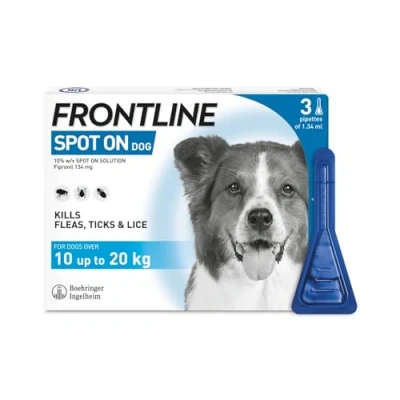 Image of FRONTLINE Spot On Flea &amp; Tick Treatment for Medium Dog (10 20kg) 3 Pipettes
