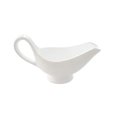 Image of Porcelain Gravy Boat for Sauces, Dips and Dressings Volume 250 ml Elegant Design Large Handle Colour White