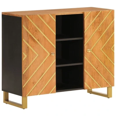 Image of vidaXL Side Cabinet Brown and Black 90x33.5x75 cm Solid Wood Mango