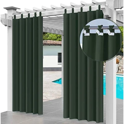 Image of Ferocity Outdoor Curtain Waterproof 220 x 155cm UV Rays Prevent &amp; Windproof Drapery for Patio, Front Porch, Pergola, Beach Home Width 61&quot; Length 87&quot;, (1 Panel) Green [129]