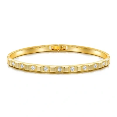 Image of Philip Jones Gold Plated Cubic Bangle Created with Zircondia® Crystals (7 Inch)