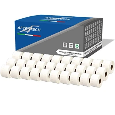 Image of Aftertech 30x 11356 41 x 89 mm Compatible Adhesive Labels Rolls (300 Labels/Roll = 9000 Total) for Dymo LabelWriter Seiko SLP Printer Labeling Machines S0722560 30x11356