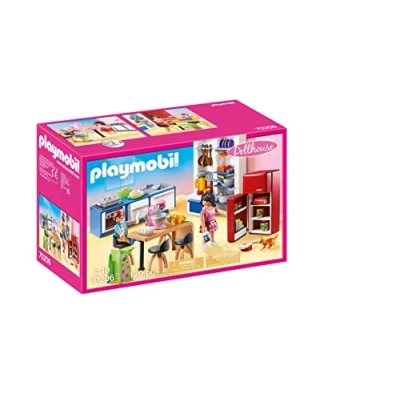Image of Playmobil 70206 Dollhouse Family Kitchen, Fun Imaginative Role Play, Playset Suitable for Children Ages 4+