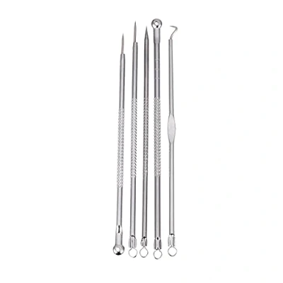 Image of Guvkeug 5 Pcs Blackhead Pimple Blemish Comedone Acne Extractor Remover Tool Needles Set