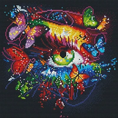 Image of Awesocrafts Cross Stitch Stamped Kits Eye and Butterfly Colourful Butterflies Easy Patterns Stitching Embroidery Needlework Kit Supplies (Eye)