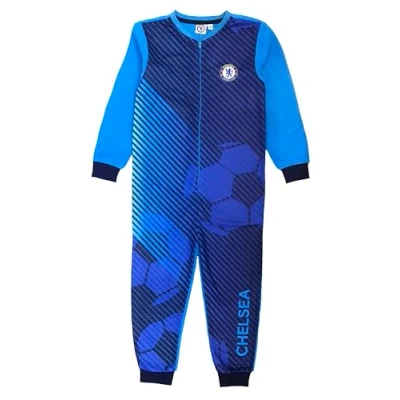 Image of Chelsea F.C. Boys Onesie, Sleepsuit, All in One Pyjamas, Age 7 8 Years Blue