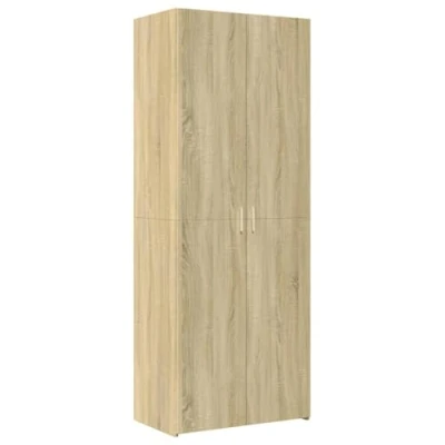 Image of vidaXL Highboard Sonoma Oak 70x42.5x185cm Engineered Wood Storage Cabinet with Compartments and Doors for Living Room, Bedroom, Hallway