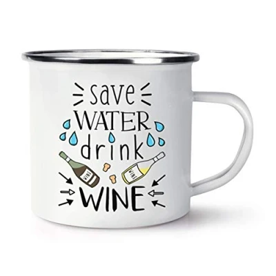 Image of Save Water Drink Wine Enamel Mug Cup