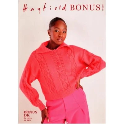 Image of Hayfield Bonus Double Knit Knitting Pattern, 10589 Sweater