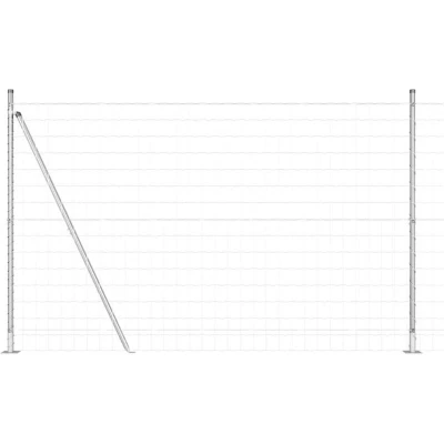 Image of vidaXL Euro Fence with 7 Flanged Posts 1.4x10 m Galvanised Steel