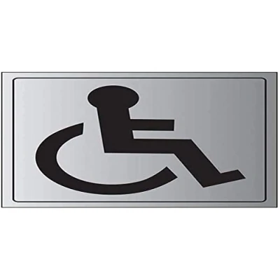 Image of V Safety General Door Disabled Toilet Sign 200mm x Self Adhesive Alu Effect