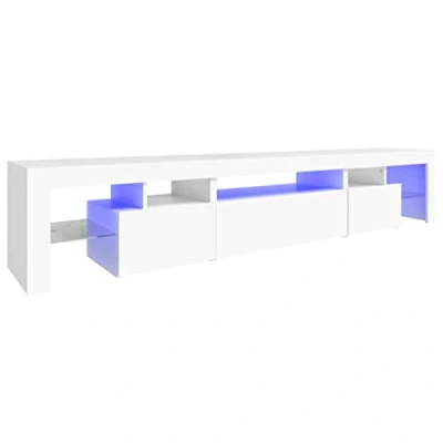 Image of vidaXL Engineered Wood TV Cabinet with Colorful LED Lights Spacious and Modern Unit for Living Room Decor, White