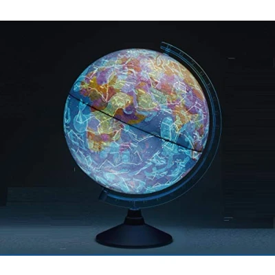 Image of Exerz 21cm globe Illuminated Cable Free LED Light Physical Map (Day) Consellation (Night) up (No interactive APP)