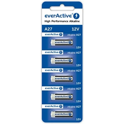 Image of everActive 5 x A27.12V 25mAh Batteries Alkaline 27A EL 812 MN27 G27A LR27A 1 Blister Card
