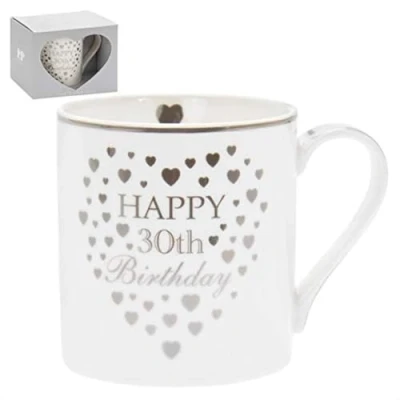 Image of The Leonardo Collection LP34047 Ceramic 30th Birthday Mug Gold Hearts 1 Piece 8x8x9 cm Accessory, White