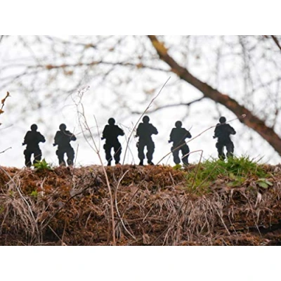 Image of HHHunting® Pack Of 6 Freestanding 10cm Metal Soldier Target Shooting Gallery Advanced Air Rifle Games Set Knock Down Sturdy Steel Targets for Garden or Home