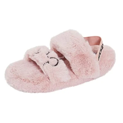 Image of Disney Womens Mickey Mouse Slippers Faux Fur Sliders Pink UK 6