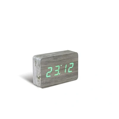 Image of Gingko Design Alarm Clock, MDF Wood, Ash, 150x45x100mm
